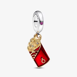 (image pour) PANDORA Charmante breloque pendante enveloppe rouge bicolore - 762470C01