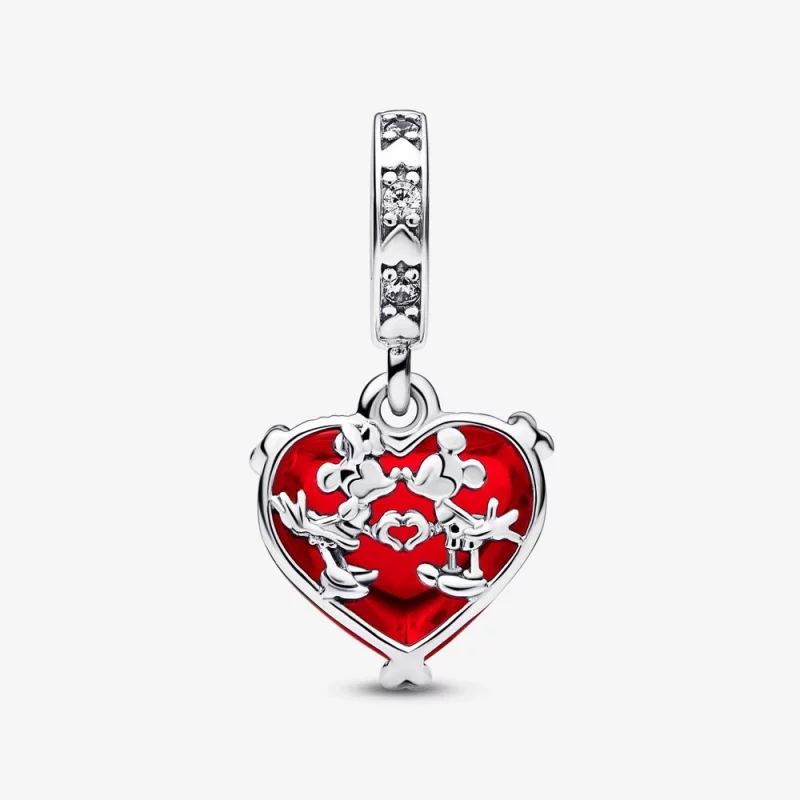 (image pour) PANDORA Disney Mickey & Minnie Mouse Kiss Red Murano Glass Dangle Charm - 792522 - Afficher 3