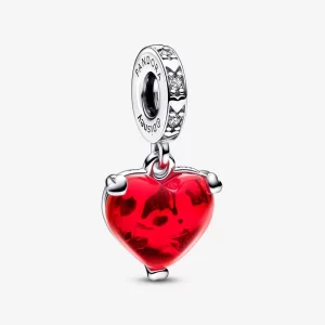 (image pour) PANDORA Disney Mickey & Minnie Mouse Kiss Red Murano Glass Dangle Charm - 792522C01