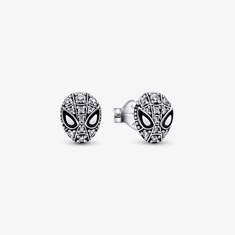 (image pour) PANDORA Marvel Spider-Man Masque Boucles d'oreilles clous Pavé - 292354C01