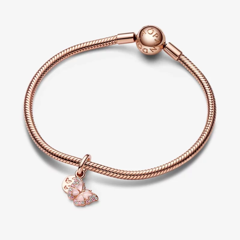 (image pour) PANDORA Papillon Rose & Charm Double Pendentif avec Citation - 782555C01 - Afficher 4