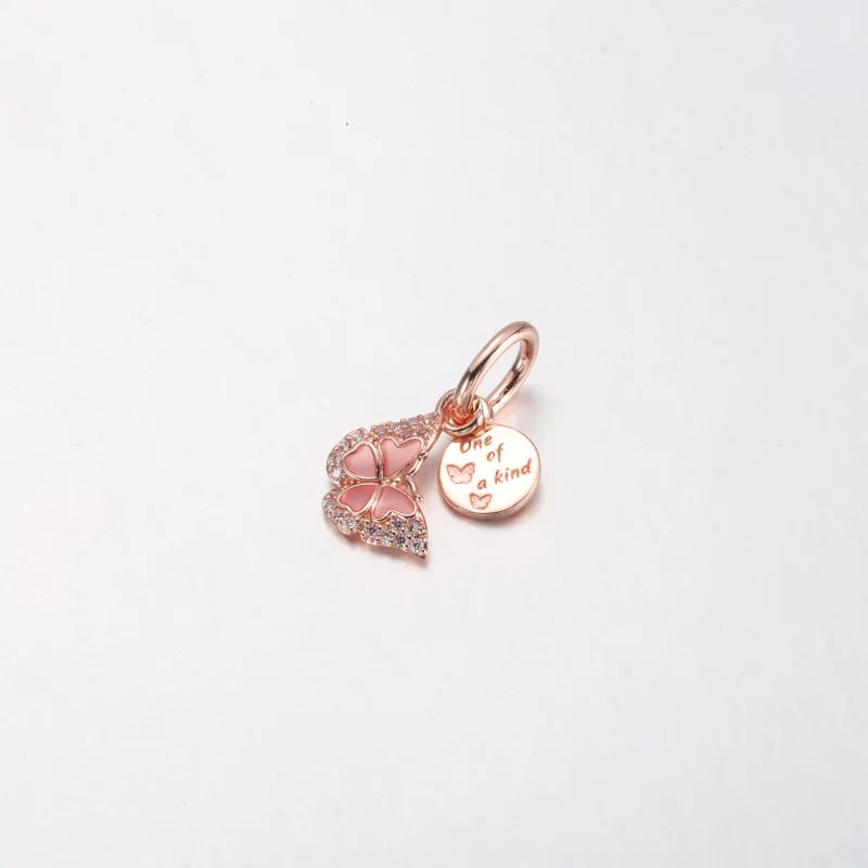 (image pour) PANDORA Papillon Rose & Charm Double Pendentif avec Citation - 782555C01 - Afficher 5