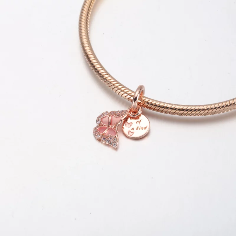 (image pour) PANDORA Papillon Rose & Charm Double Pendentif avec Citation - 782555C01 - Afficher 10