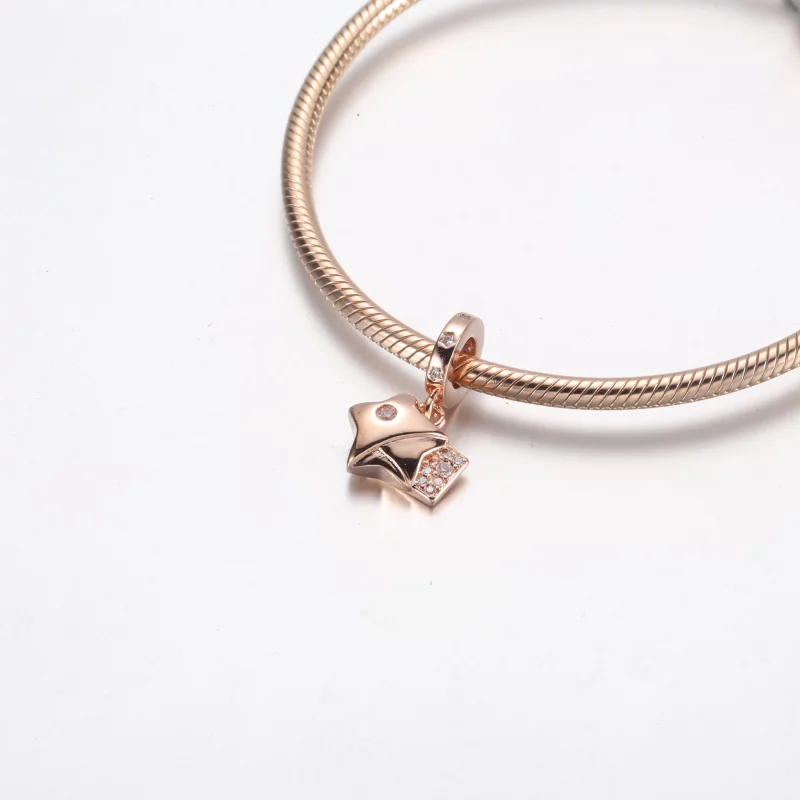 (image pour) Pendentif à breloque étoile chanceuse en or rose Pandora - 782483C01 - Afficher 7