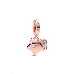 (image pour) Pendentif à breloque étoile chanceuse en or rose Pandora - 782483C01