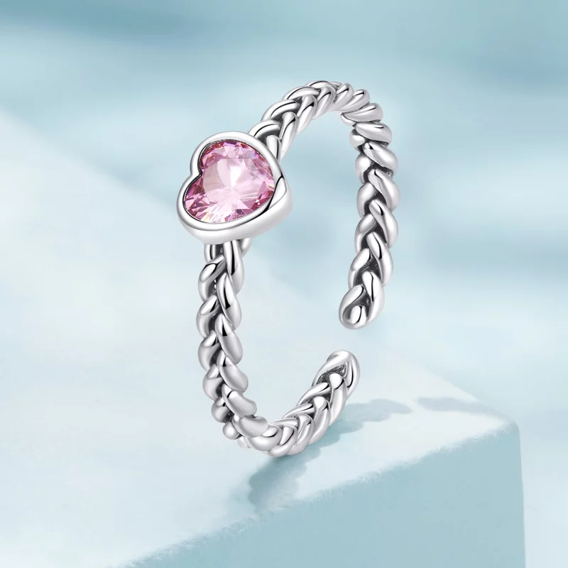 (image pour) Bague en forme de cœur rose de style Pandora - SCR865 - Afficher 2