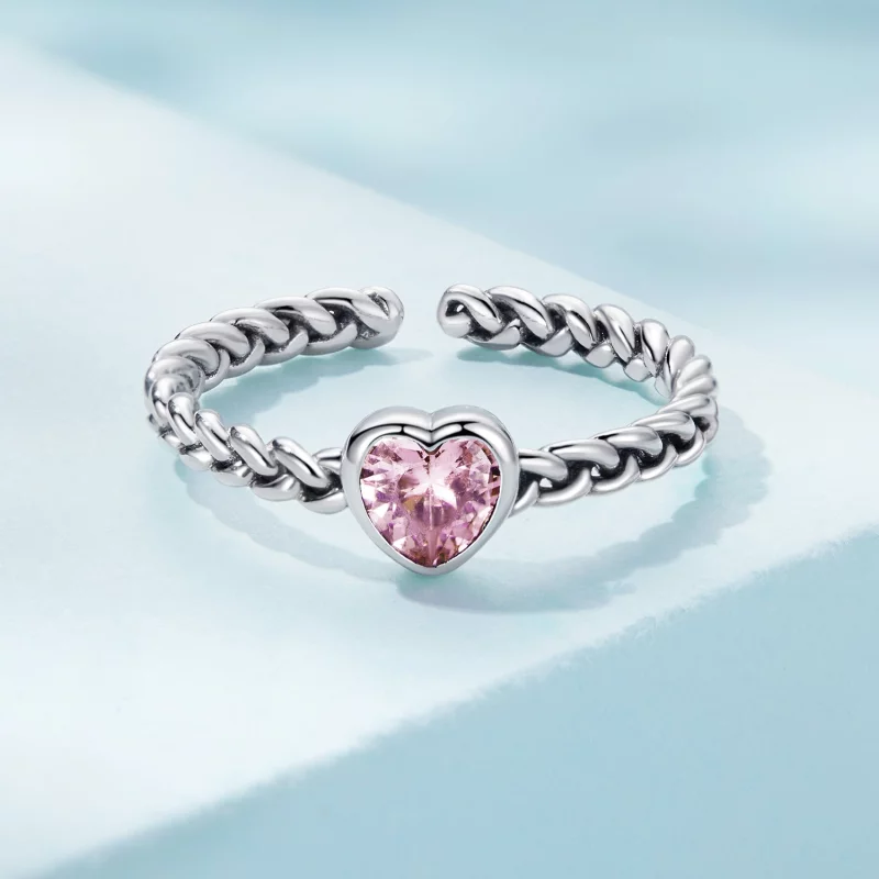 (image pour) Bague en forme de cœur rose de style Pandora - SCR865 - Afficher 3