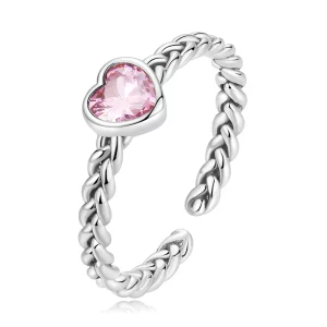 (image pour) Bague en forme de cœur rose de style Pandora - SCR865