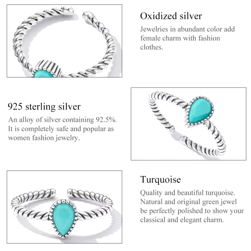 (image pour) Bague en forme de goutte d'eau de style Pandora - BSR247 - Afficher 3