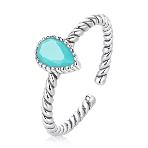 Bague en forme de goutte d'eau de style Pandora - BSR247 (image pour) Bague en forme de goutte d'eau de style Pandora - BSR247