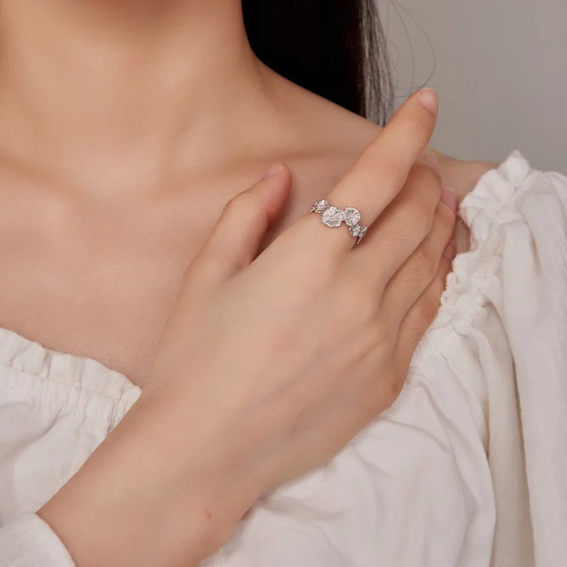 (image pour) Bague Pandora Style Classique avec Bande de Fleurs Marguerite - BSR382 - Afficher 4