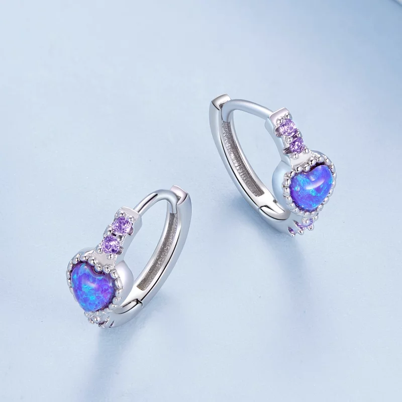 (image pour) Boucles d'oreilles en forme de cœur de style Pandora - BSE865 - Afficher 3