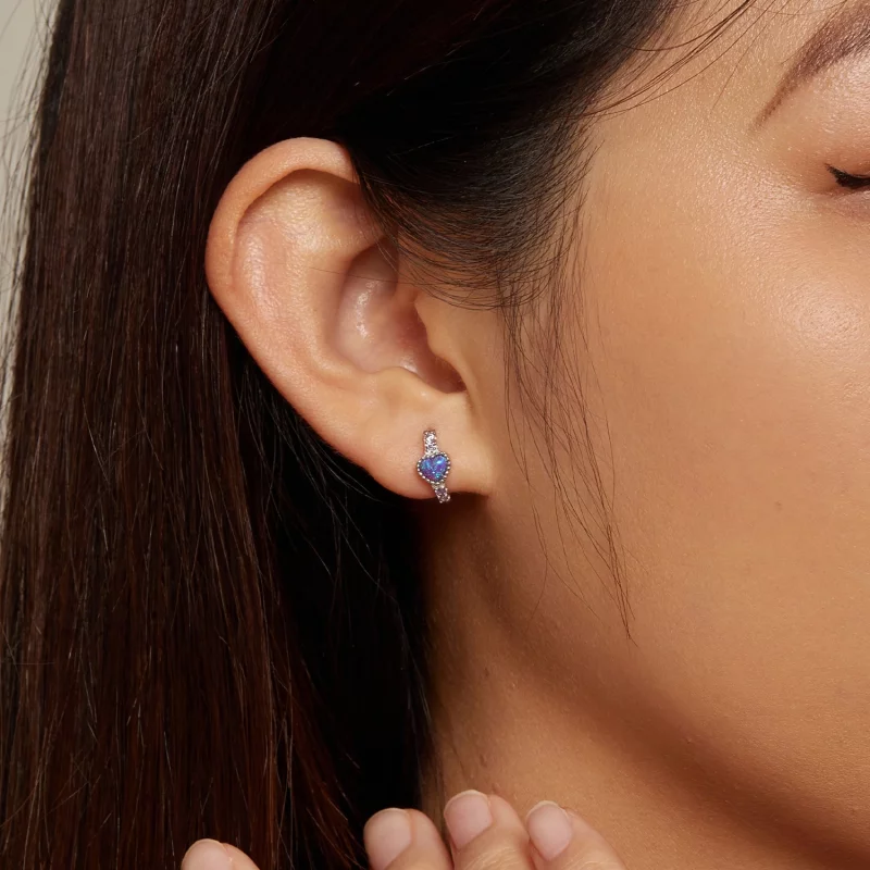 (image pour) Boucles d'oreilles en forme de cœur de style Pandora - BSE865 - Afficher 6
