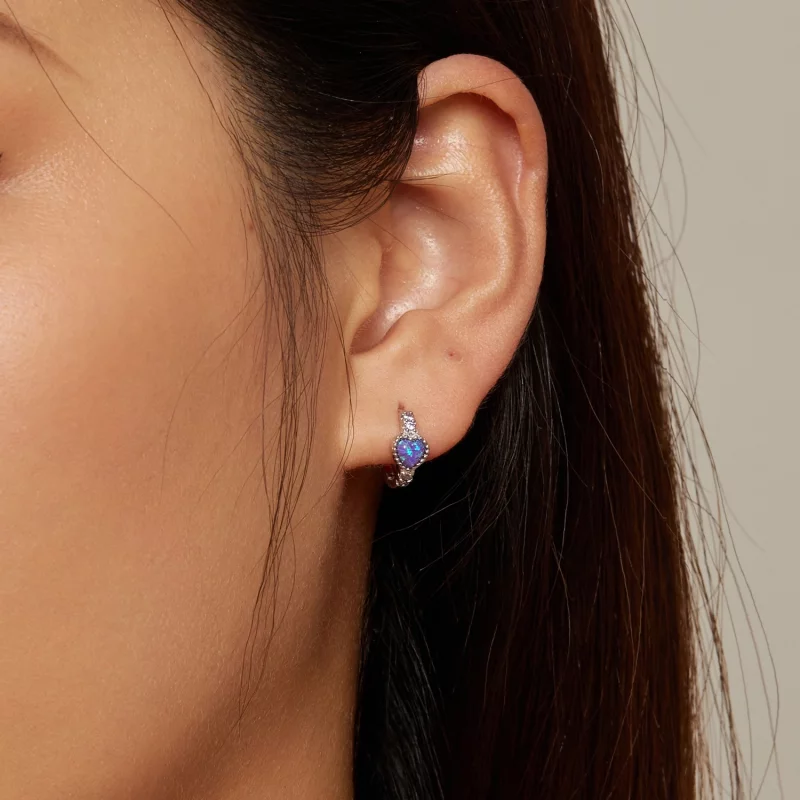 (image pour) Boucles d'oreilles en forme de cœur de style Pandora - BSE865 - Afficher 7