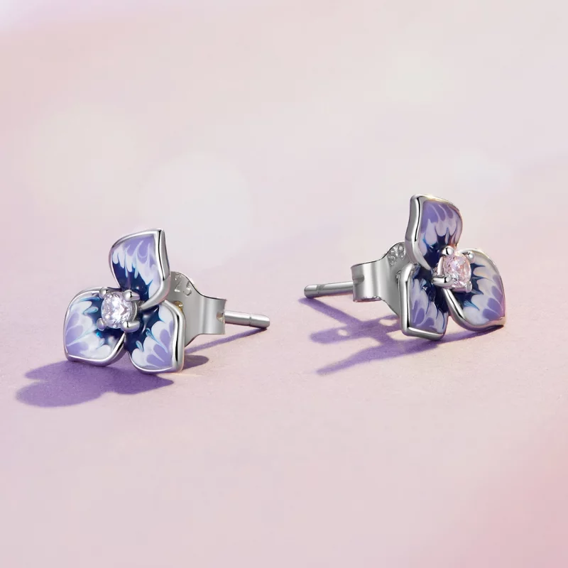(image pour) Boucles d'oreilles style Pandora avec Pansy - BSE860 - Afficher 3