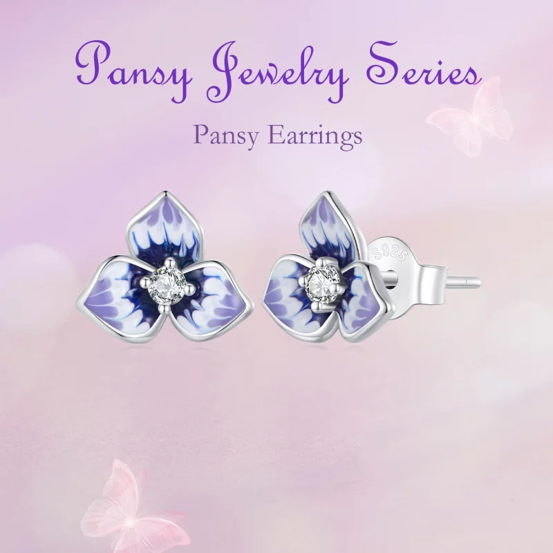 (image pour) Boucles d'oreilles style Pandora avec Pansy - BSE860 - Afficher 6