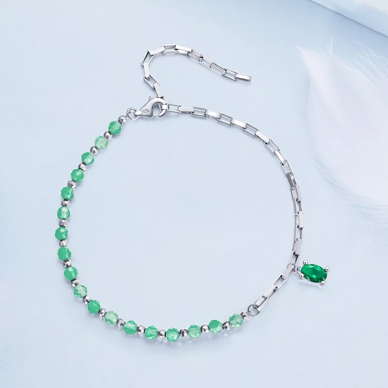 (image pour) Bracelet de style Pandora vert - BSB128 - Afficher 2