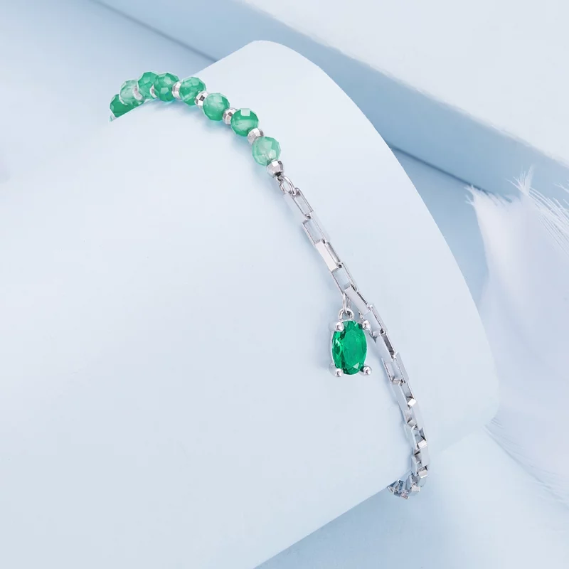 (image pour) Bracelet de style Pandora vert - BSB128 - Afficher 3