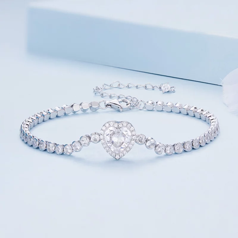 (image pour) Bracelet de tennis en forme de cœur de style Pandora - BSB098 - Afficher 2