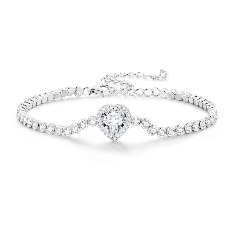 (image pour) Bracelet de tennis en forme de cœur de style Pandora - BSB098 - Afficher 3