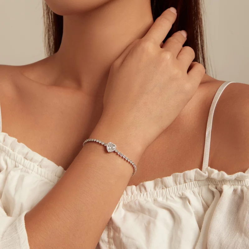 (image pour) Bracelet de tennis en forme de cœur de style Pandora - BSB098 - Afficher 5