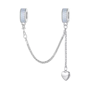 (image pour) Chaîne de sécurité en argent de style Pandora avec un cœur - BSC795