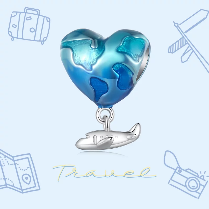 (image pour) Charm de style Pandora en forme de globe - SCC2481 - Afficher 3