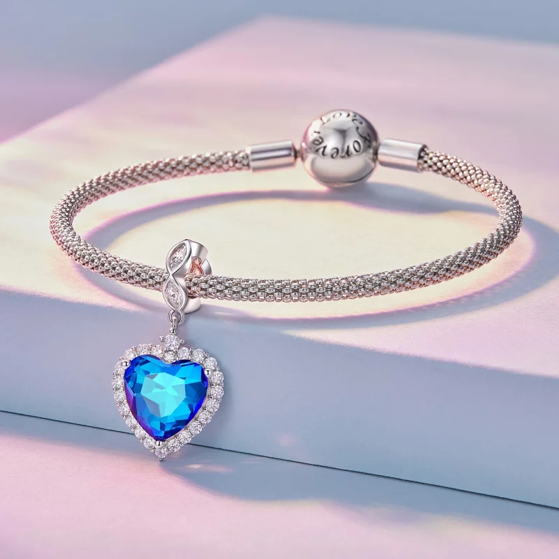 (image pour) Charm en forme de cœur bleu de style Pandora - BSC775 - Afficher 3