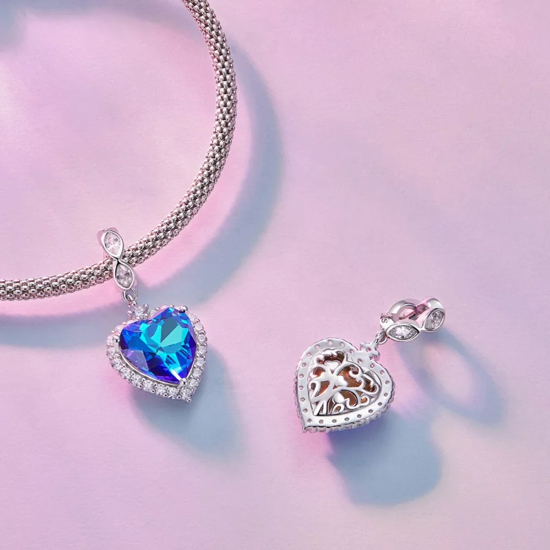 (image pour) Charm en forme de cœur bleu de style Pandora - BSC775 - Afficher 4
