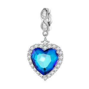 (image pour) Charm en forme de cœur bleu de style Pandora - BSC775