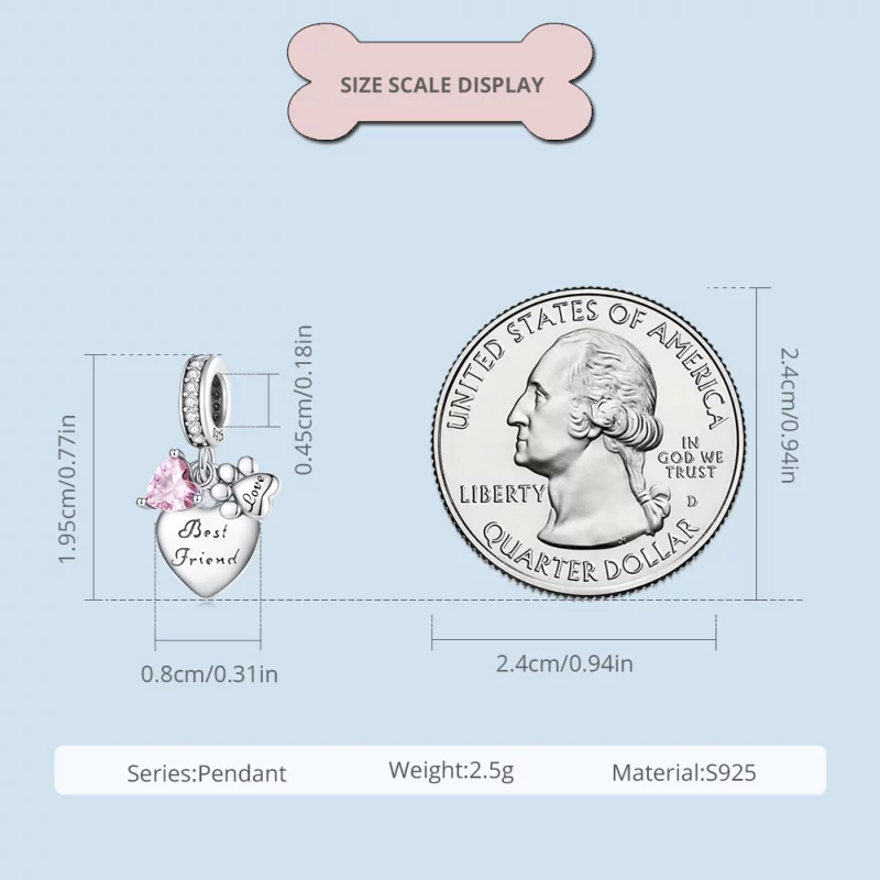 (image pour) Charm Pandora Style "Amis pour toujours" - SCC2436 - Afficher 6