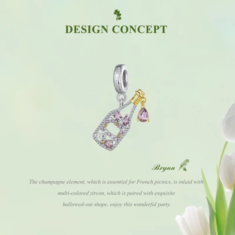 (image pour) Charm Pandora Style Champagne - BSC863 - Afficher 4