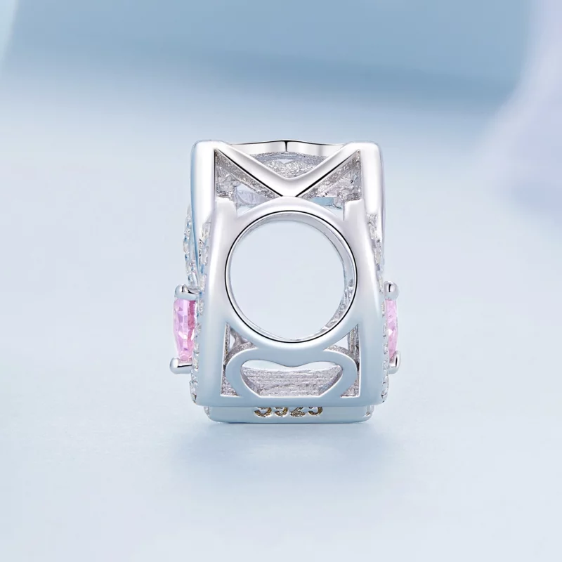 (image pour) Charm Pandora Style Double Cœur - BSC695 - Afficher 3