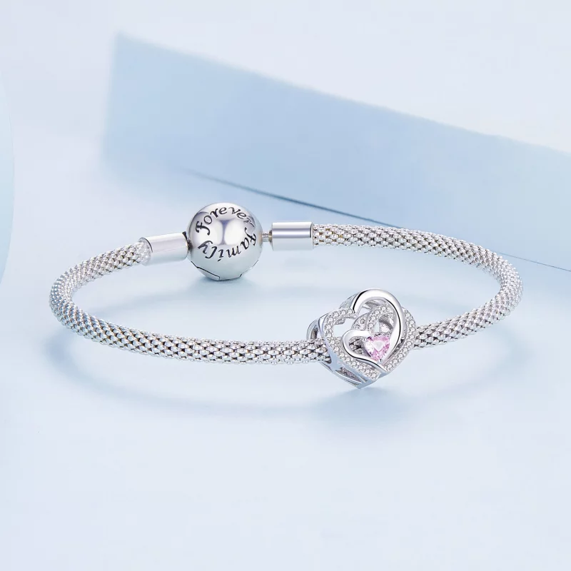 (image pour) Charm Pandora Style Double Cœur - BSC695 - Afficher 5