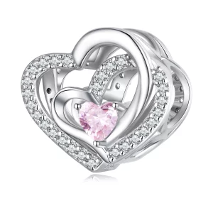 Charm Pandora Style Double Cœur - BSC695 (image pour) Charm Pandora Style Double Cœur - BSC695