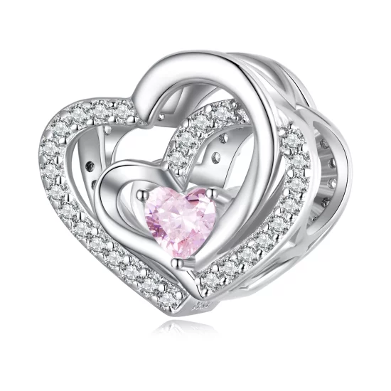 (image pour) Charm Pandora Style Double Cœur - BSC695
