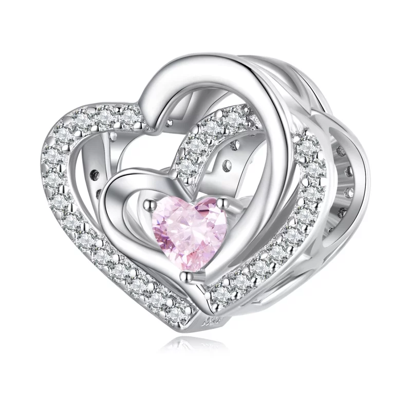 (image pour) Charm Pandora Style Double Cœur - BSC695