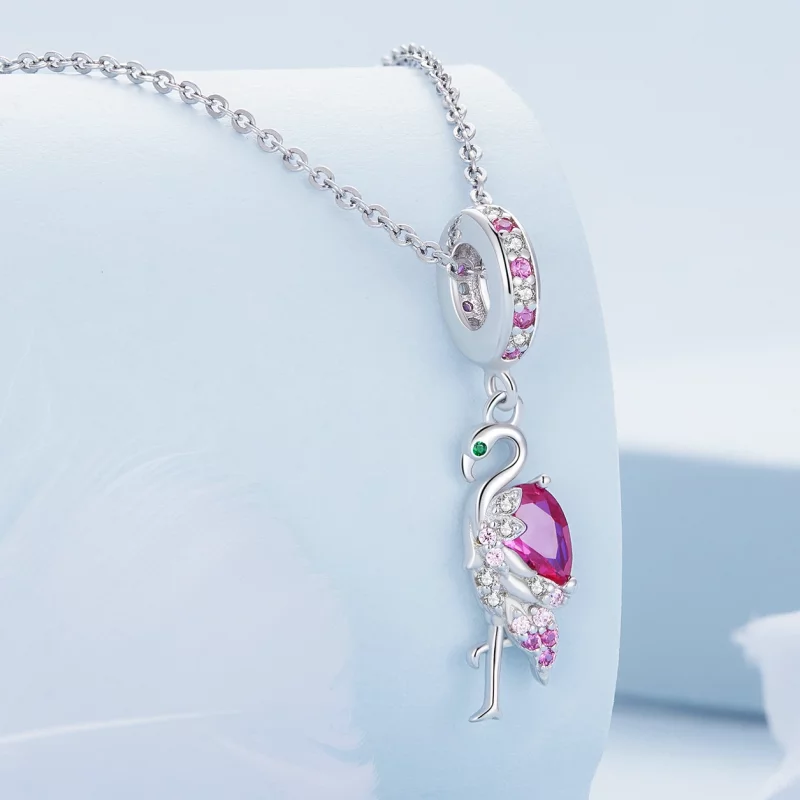 (image pour) Charm style Pandora Flamant Rose - BSC833 - Afficher 2