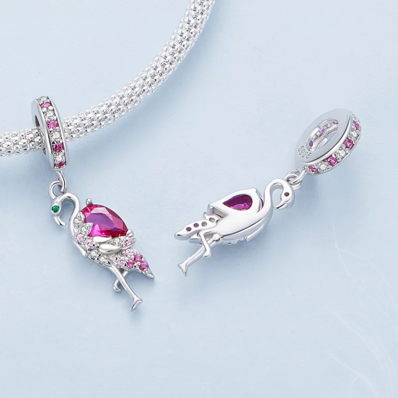 (image pour) Charm style Pandora Flamant Rose - BSC833 - Afficher 4