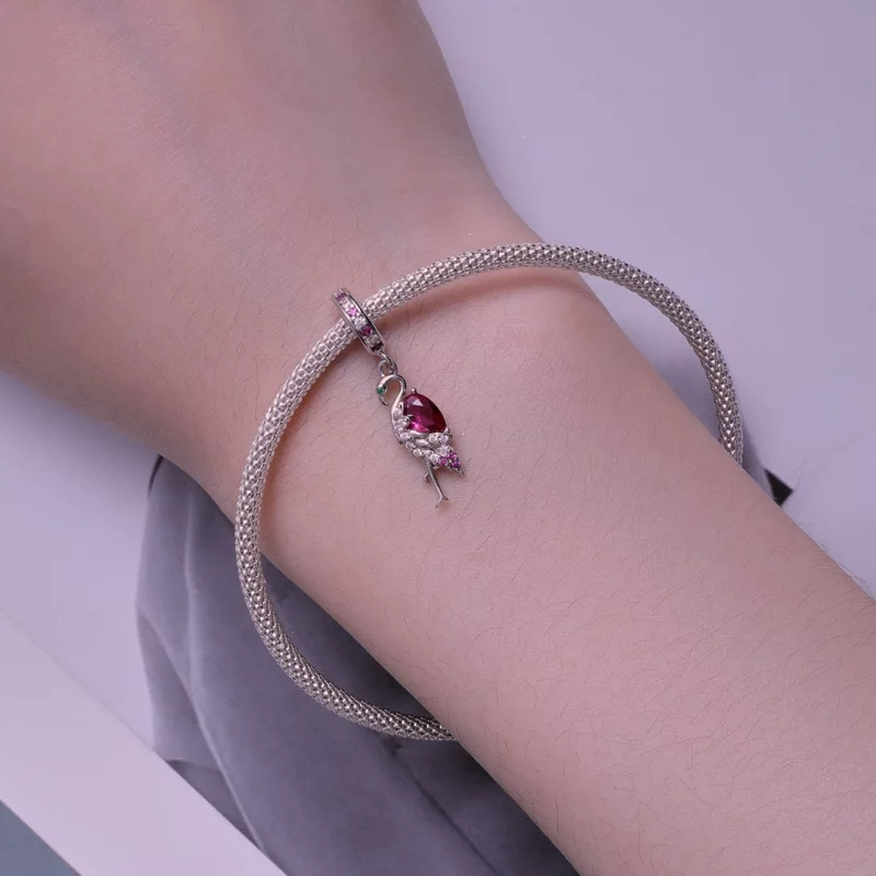 (image pour) Charm style Pandora Flamant Rose - BSC833 - Afficher 5