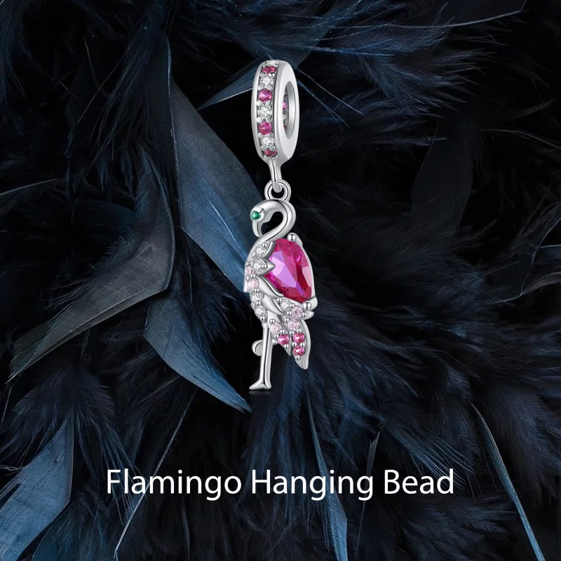 (image pour) Charm style Pandora Flamant Rose - BSC833 - Afficher 6