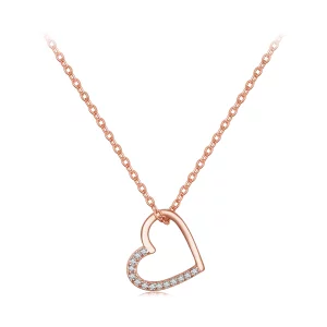 (image pour) Collier cœur en or rose de style Pandora - SCN347-C