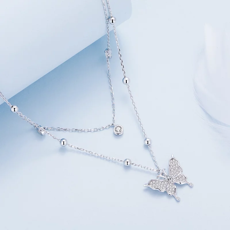 (image pour) Collier à double chaîne de style Pandora - BSN308 - Afficher 2