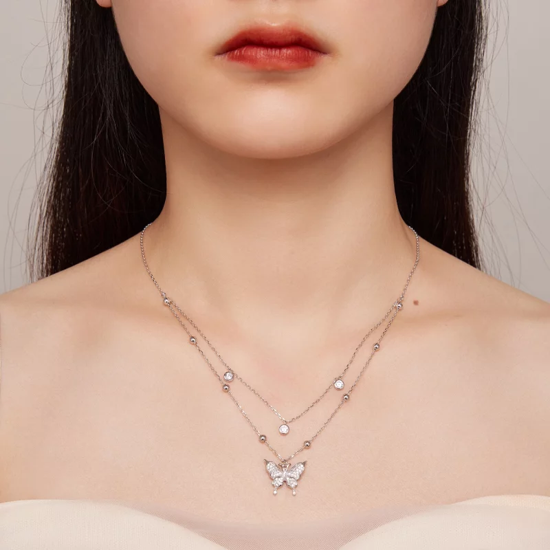 (image pour) Collier à double chaîne de style Pandora - BSN308 - Afficher 6