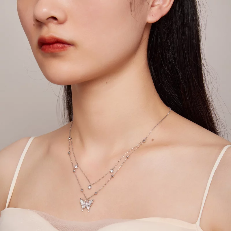 (image pour) Collier à double chaîne de style Pandora - BSN308 - Afficher 7