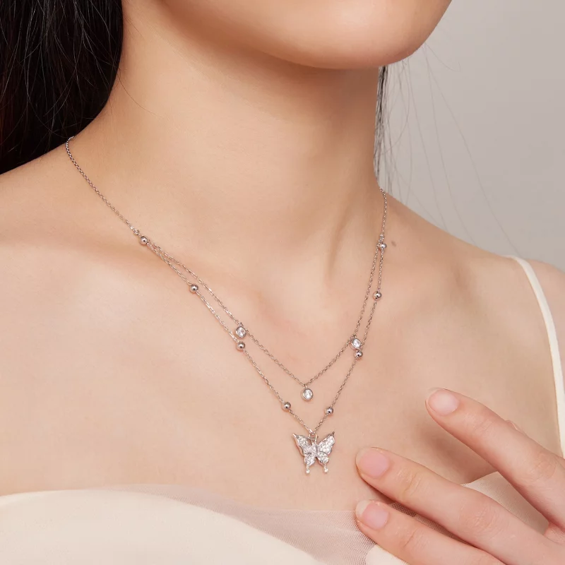 (image pour) Collier à double chaîne de style Pandora - BSN308 - Afficher 8