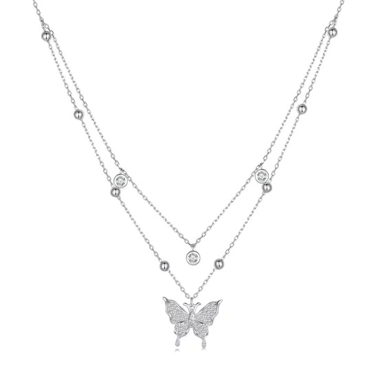 (image pour) Collier à double chaîne de style Pandora - BSN308