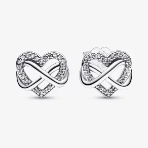 (image pour) Boucles d'oreilles clou étincelantes en forme de cœur infini Pandora - 292667C01