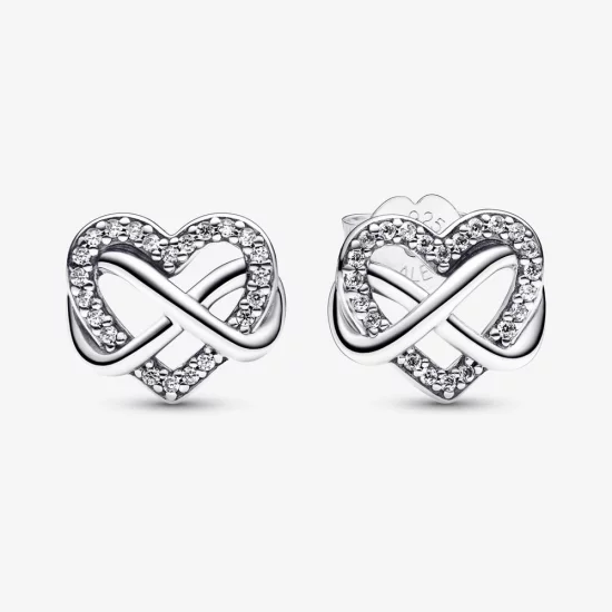 (image pour) Boucles d'oreilles clou étincelantes en forme de cœur infini Pandora - 292667C01