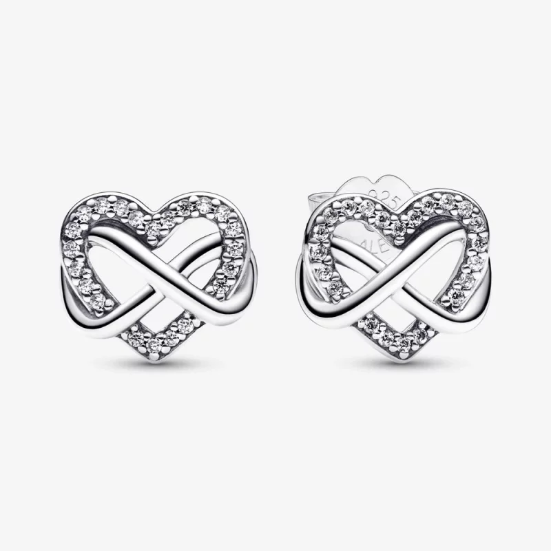 (image pour) Boucles d'oreilles clou étincelantes en forme de cœur infini Pandora - 292667C01